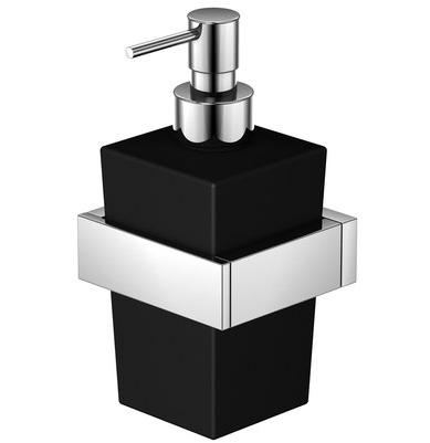 Dispenser sapun lichid cu suport de perete Steinberg seria 460 crom/sticla negru satinat sensodays.ro
