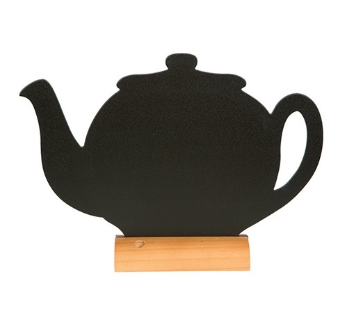 Tabla de scris Securit Silhouette Teapot 24x25 3x6cm baza de lemn include marker creta negru poza