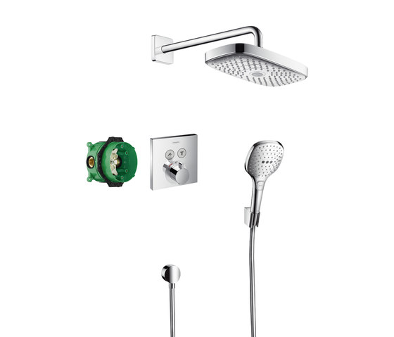 Sistem de dus incastrat termostatat Hansgrohe Design Raindance Select E Shower Select S cu 2 consumatori Hansgrohe