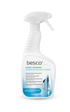 Solutie de curatare Besco pentru cabine dus si paravane cada sticla sau plastic Besco