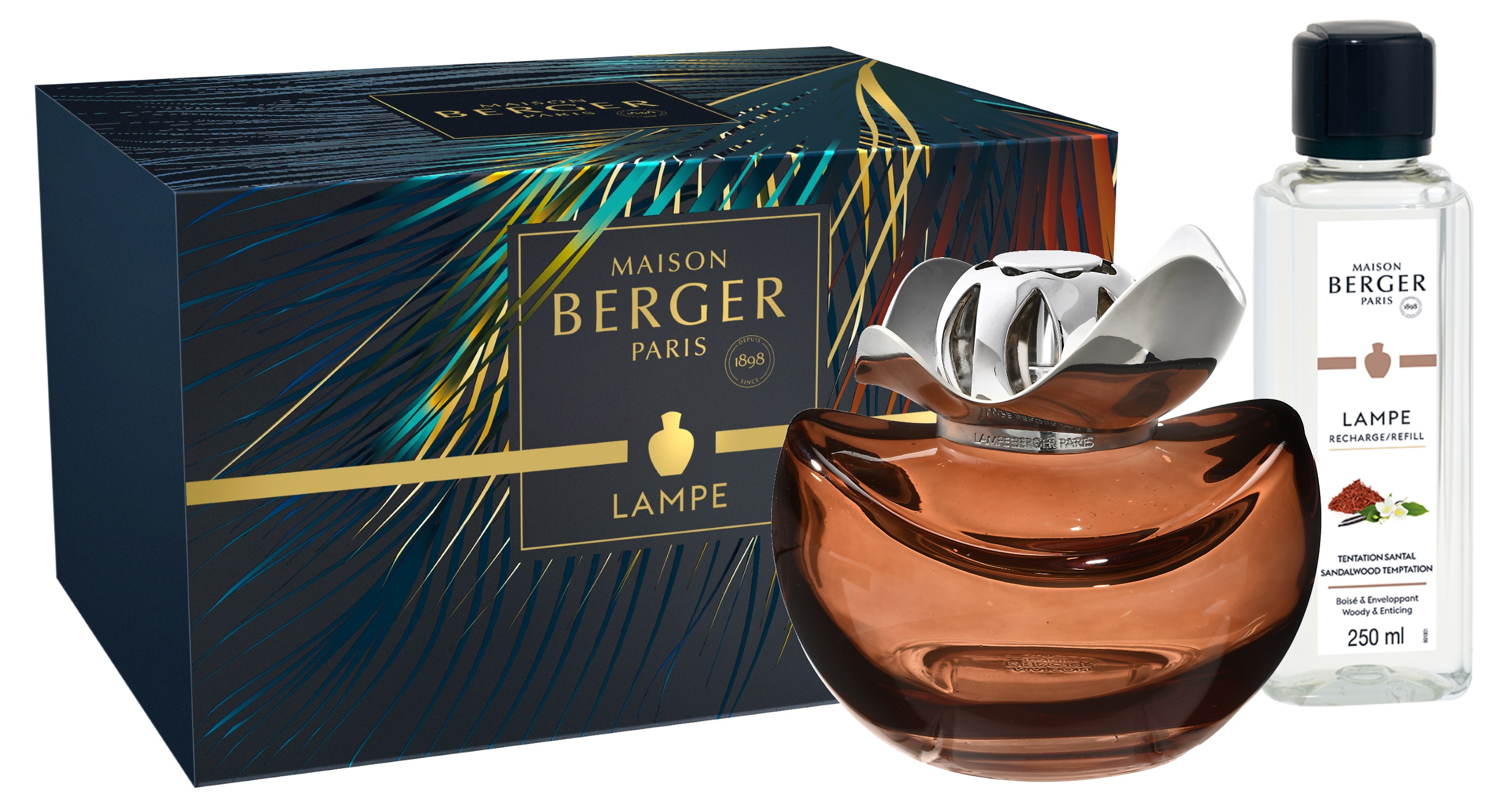 Set Berger lampa catalitica Temptation Chocolat cu parfum Delicate White Musk Maison Berger imagine noua 2022