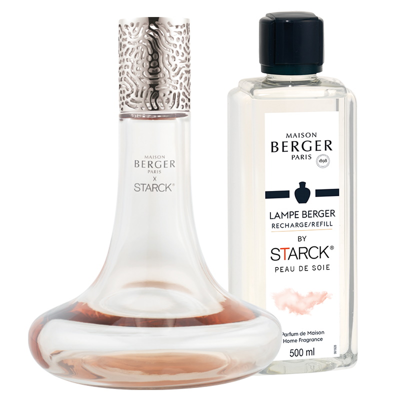 Set lampa catalitica Berger Starck Rose cu parfum Peau de Soie Maison Berger