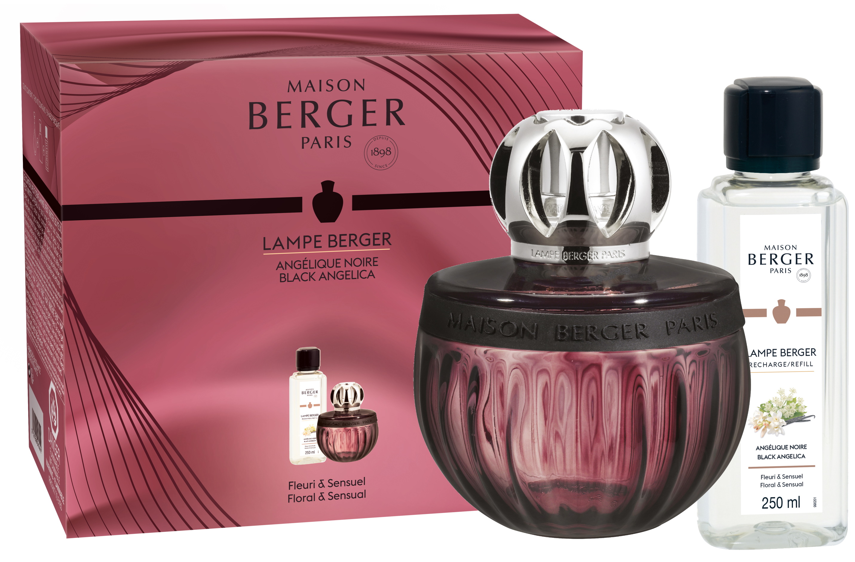 Set Berger lampa catalitica Berger Duality Prune cu parfum Angelique Noire Maison Berger
