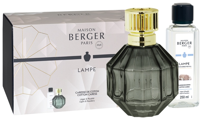 Set Berger lampa catalitica Berger Facette Noire cu parfum Caresse de Coton Maison Berger