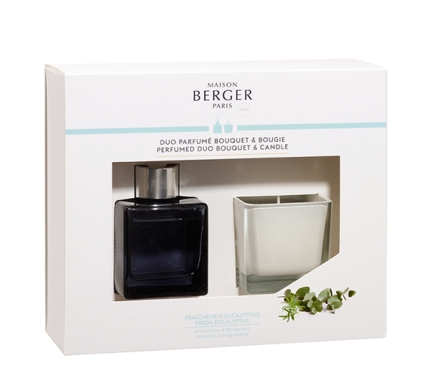 Set Berger Duo Bouquet Parfume Cube 80ml + lumanare parfumata 80g Fraicheur d’Eucalyptus Maison Berger pret redus imagine 2022