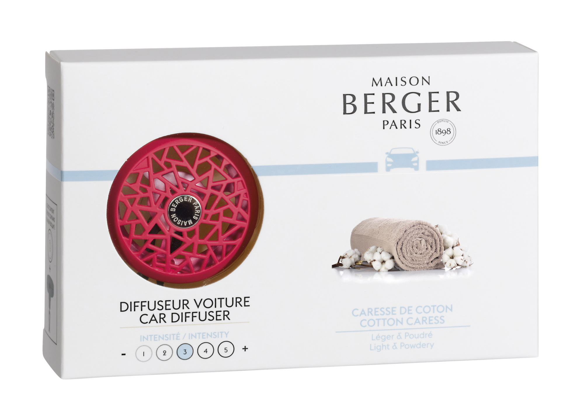 Set odorizant masina Berger Summer Raspberry + rezerva ceramica Caresse de coton Maison Berger