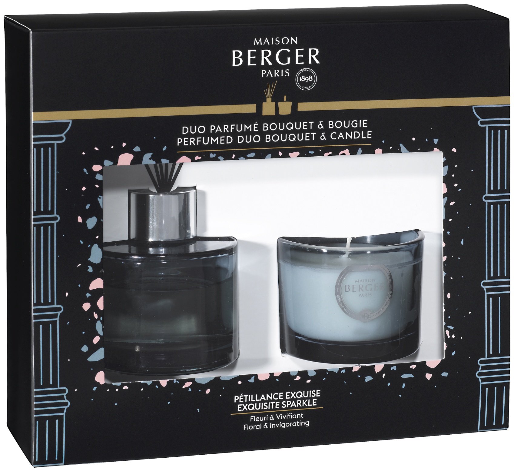 Set Berger mini Duo Olympe cu difuzor parfum 80ml + lumanare parfumata 80g Exquisite Sparkle Maison Berger