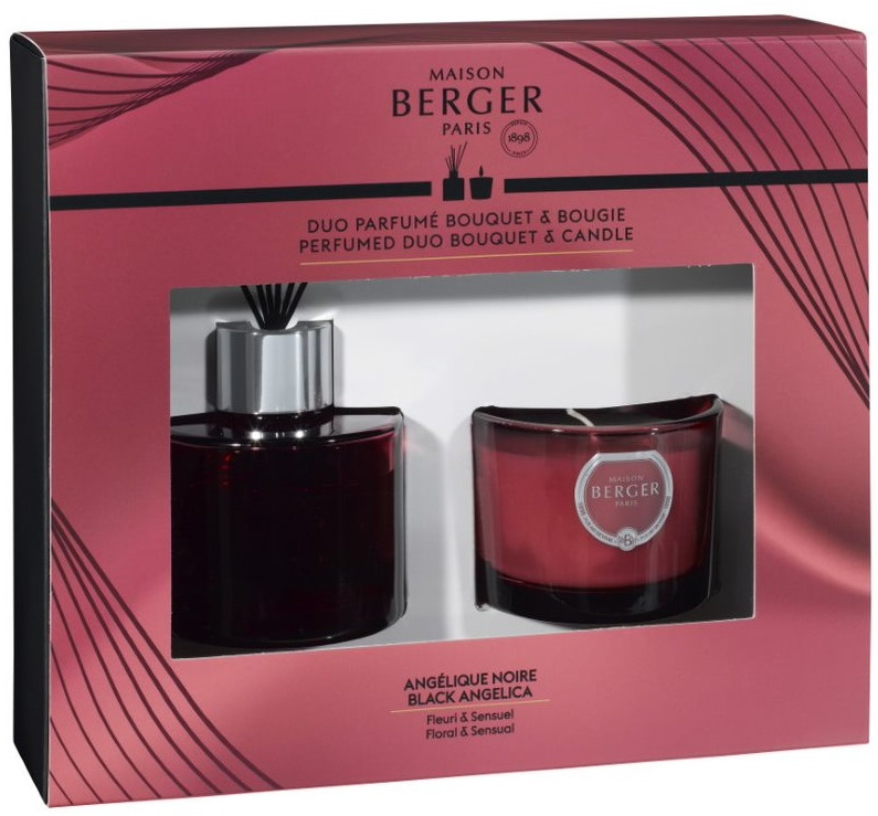 Set Berger Mini Duality Duo Prune Bouquet Parfume 80ml + lumanare parfumata Angelique Noire 80g 80g