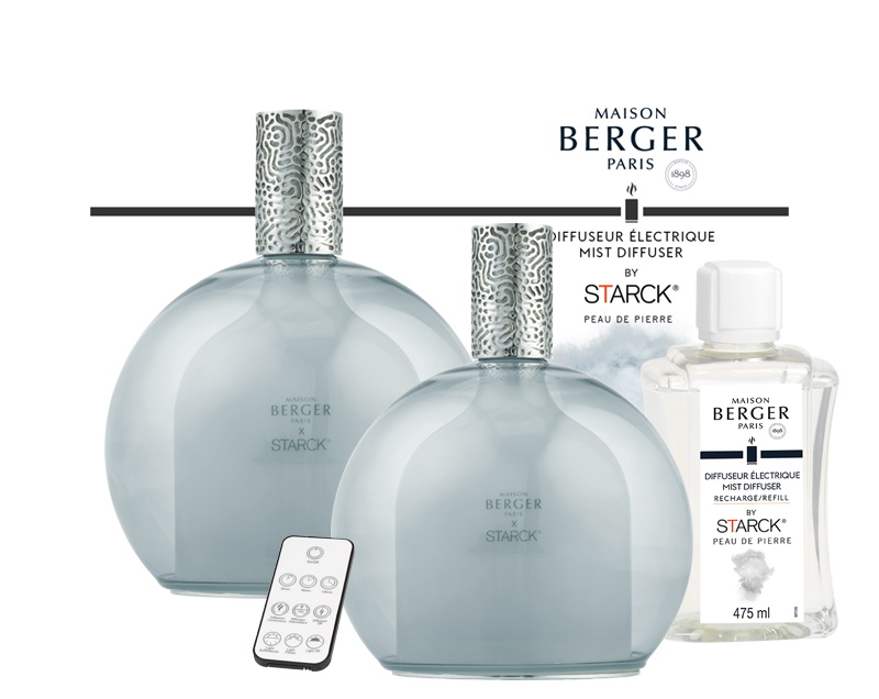 Difuzor ultrasonic parfum Berger Starck Gris cu parfum Peau de Pierre Berger