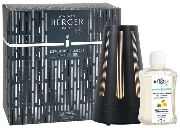 Difuzor ultrasonic parfum Berger Amphora Noir + parfum Zeste de Verveine 475ml Maison Berger pret redus imagine 2022