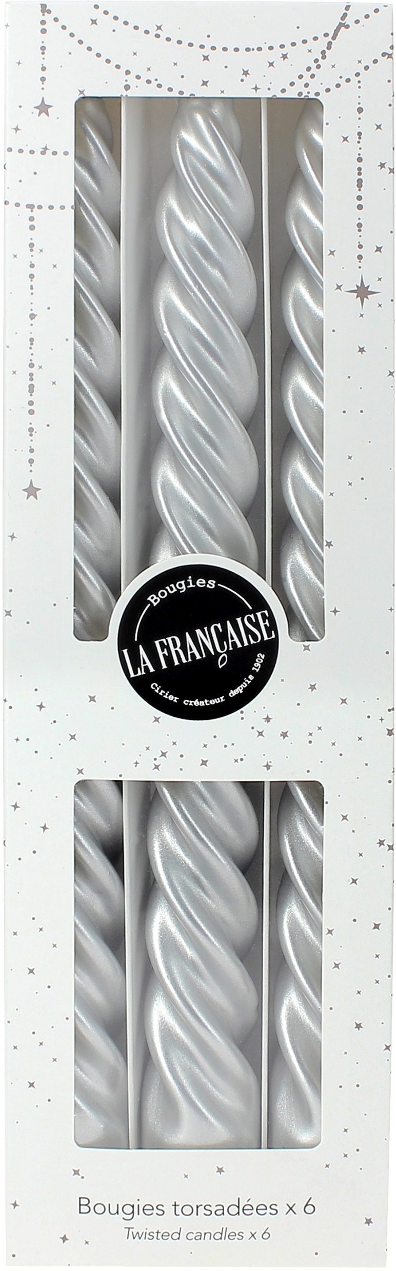 Set 6 lumanari La Francaise Colorama de Fetes Twist’n Light h255mm argintiu La Francaise pret redus imagine 2022