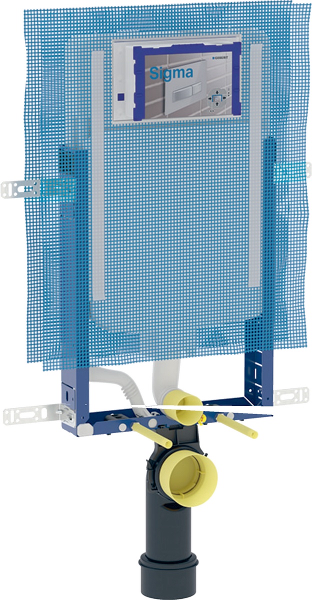 Rezervor incastrat Geberit Sigma de 8 cm grosime cu cadru Kombifix si actionare frontala H109 cm Geberit