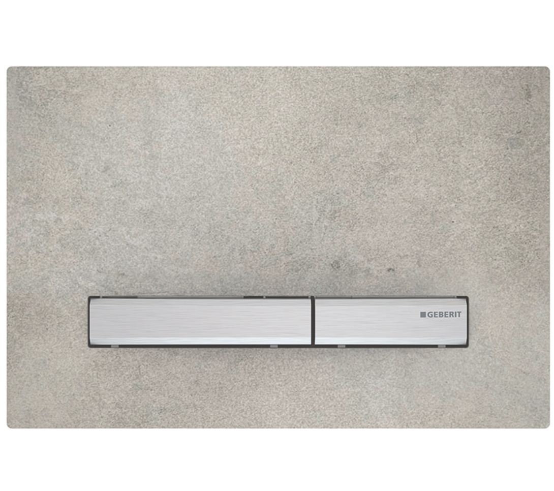 Clapeta actionare Geberit Sigma50 aspect beton – detalii crom Geberit