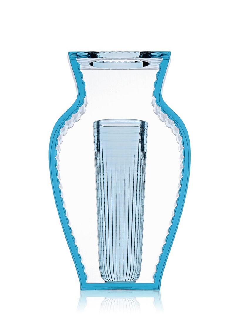 Vaza Kartell I Shine design Eugeni Quitllet 20x33cm albastru transparent