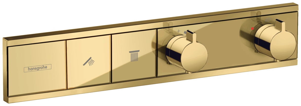 Baterie cada – dus termostatata Hansgrohe RainSelect cu montaj incastrat necesita corp ingropat gold optic lustruit Hansgrohe imagine bricosteel.ro