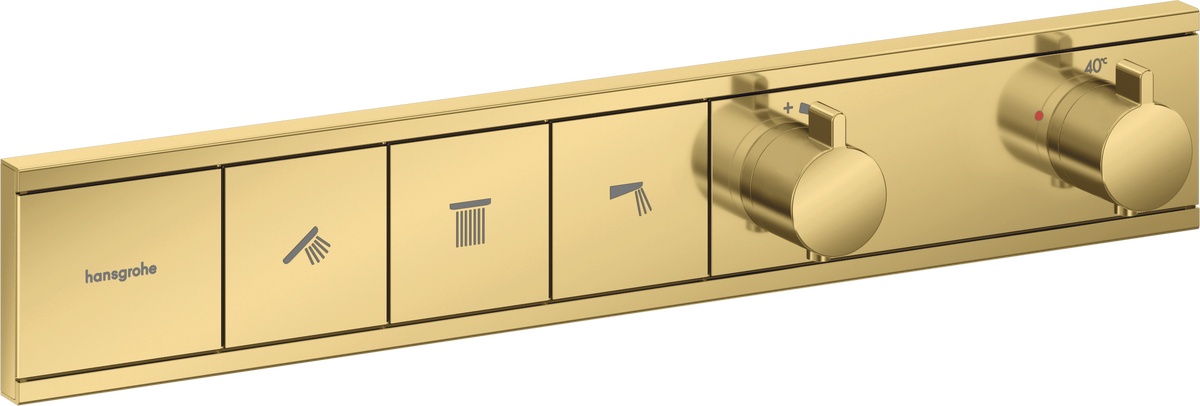 Baterie cada – dus termostatata Hansgrohe RainSelect cu 3 functii montaj incastrat necesita corp ingropat gold optic lustruit Hansgrohe
