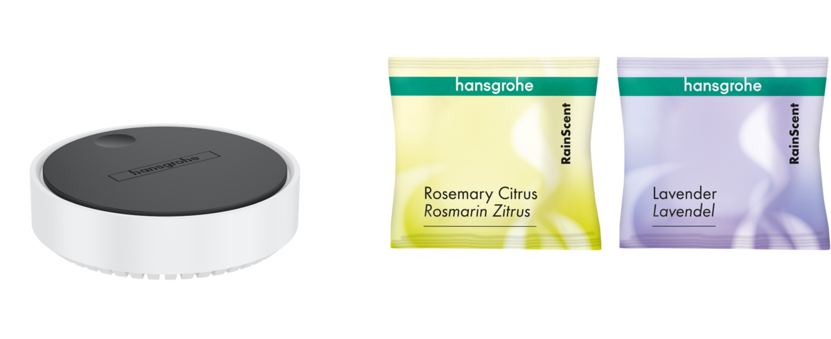 Set wellness pentru dus Hansgrohe RainScent Starter kit cu doua tablete odorizant sensodays.ro