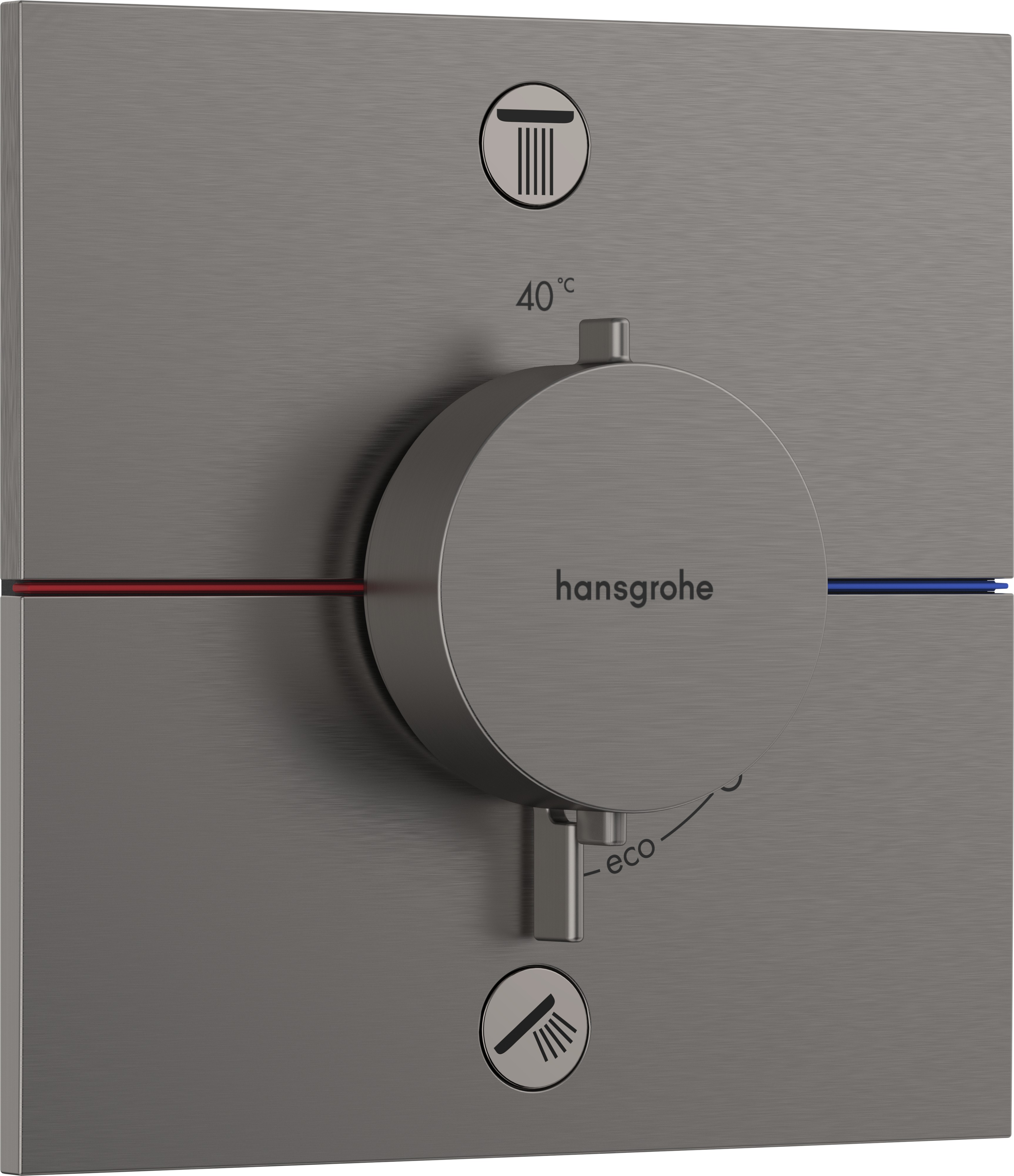 Baterie cada – dus termostatata Hansgrohe ShowerSelect Comfort E cu 2 functii montaj incastrat necesita corp ingropat negru periat Hansgrohe pret redus imagine 2022