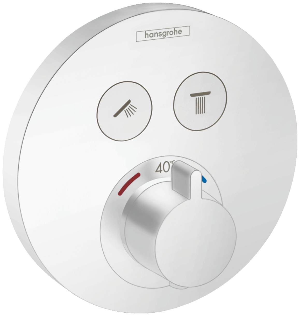 Baterie cada – dus termostatata Hansgrohe ShowerSelect S cu montaj incastrat necesita corp ingropat alb mat alb