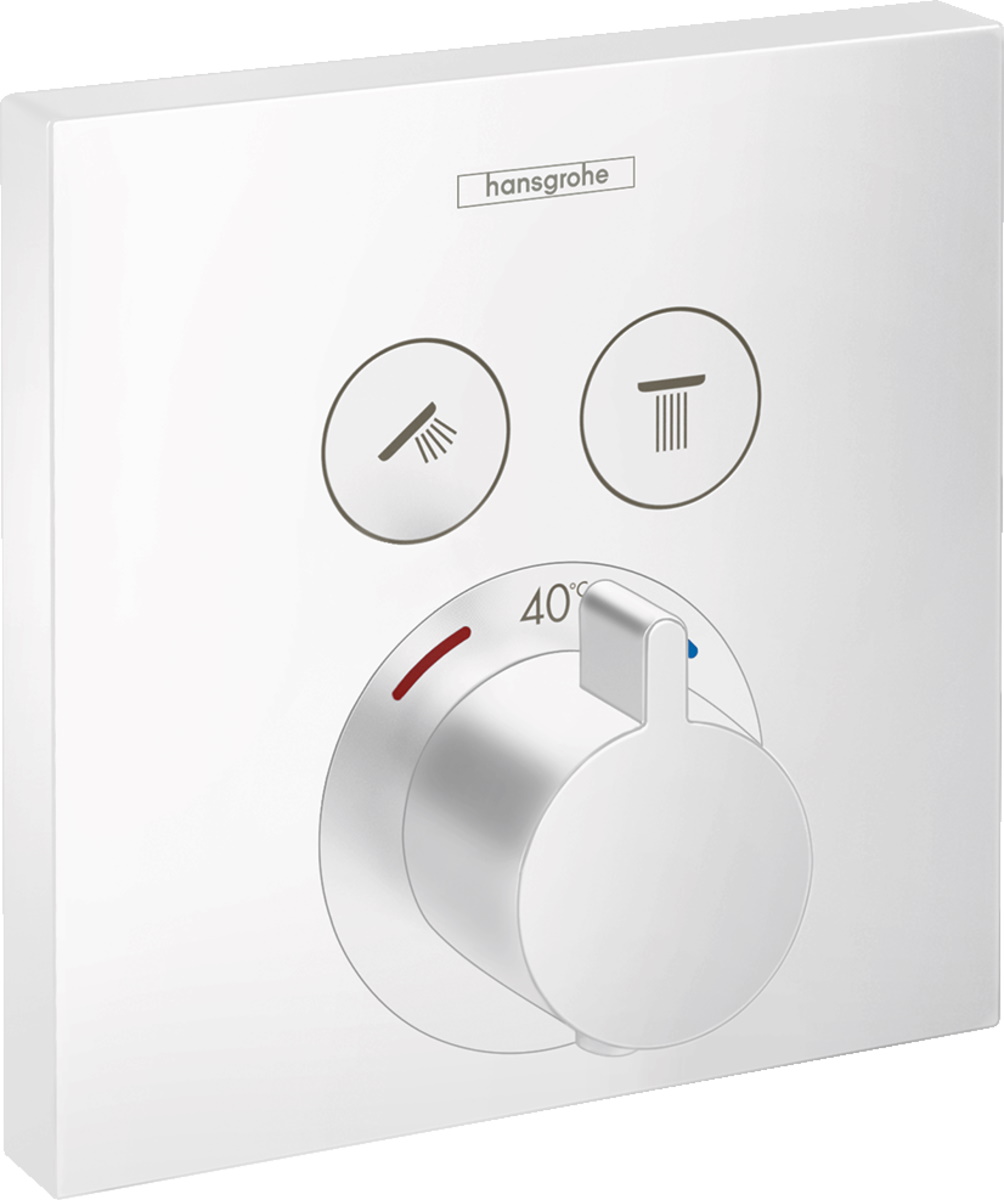 Baterie cada – dus termostatata Hansgrohe ShowerSelect cu montaj incastrat necesita corp ingropat alb mat Hansgrohe