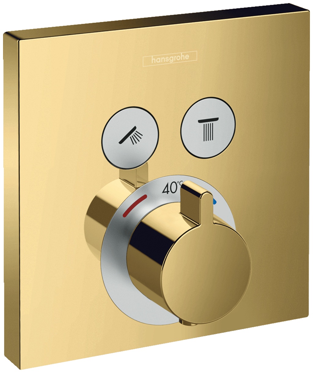 Baterie cada – dus termostatata Hansgrohe ShowerSelect cu montaj incastrat necesita corp ingropat gold optic lustruit Baie