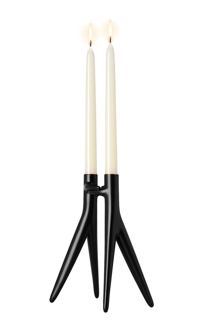 Suport lumanari Kartell Abbracciaio design Philippe Starck & Ambroise Maggiar h 25cm negru mat 25cm pret redus