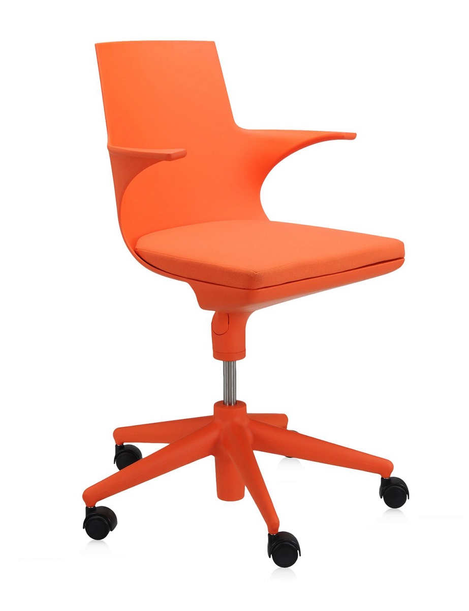 Scaun birou cu brate Kartell Spoon Chair design Antonio Citterio & Toan Nguyen portocaliu Kartell