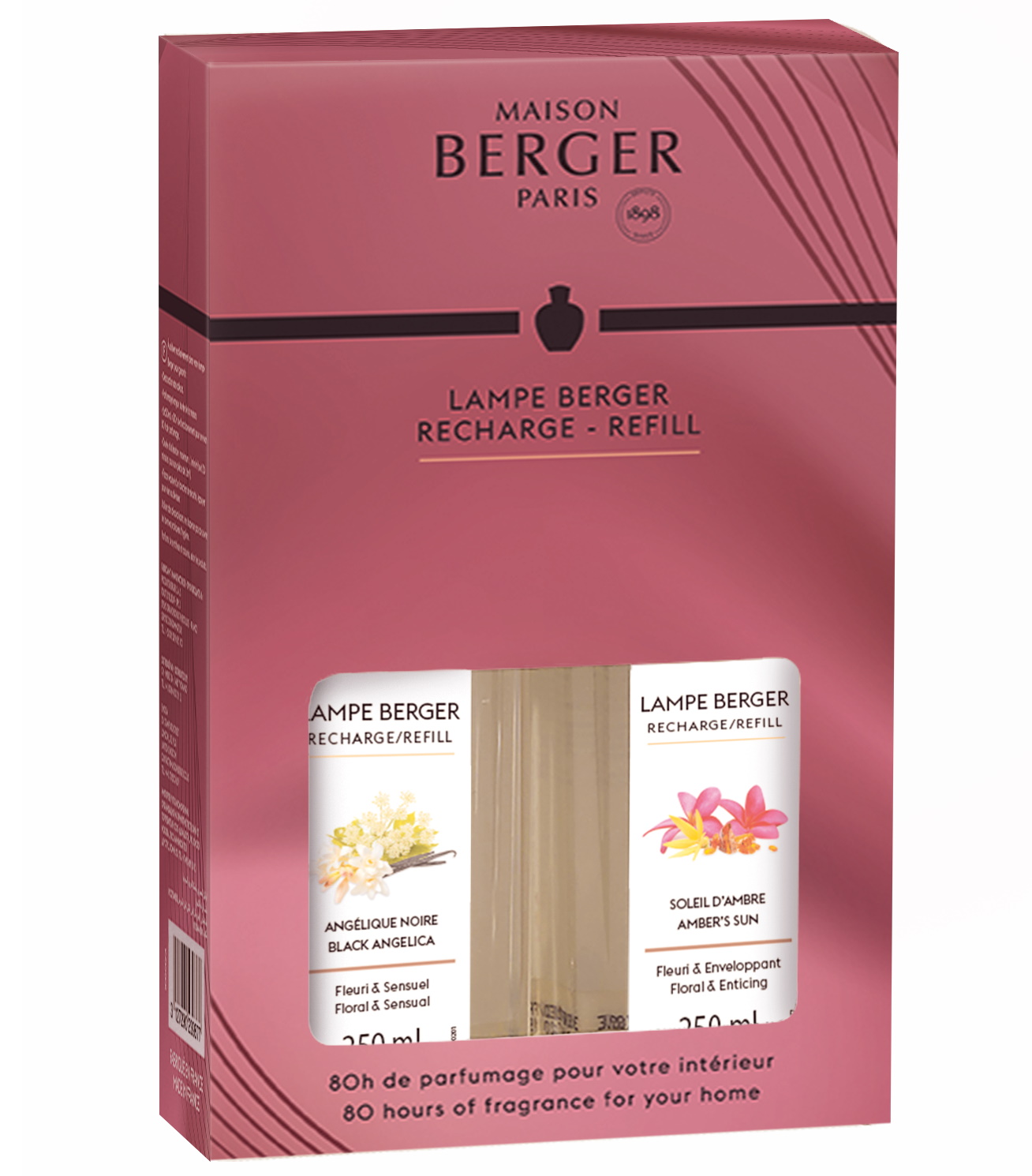 Set 2 parfumuri pentru lampa catalitica Berger Duality Angelique Noir & Soleil d’Ambre 2 x 250ml