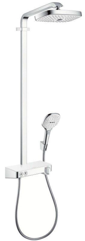 Showerpipe Hansgrohe Select E 300 2jet cu baterie Shower Tablet 300 alb-crom Hansgrohe imagine reduss.ro 2022