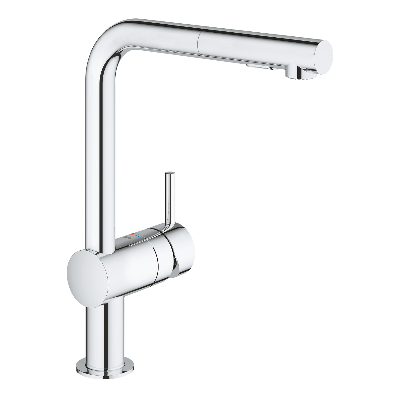 Baterie bucatarie Grohe Minta cu dus extractibil dual spray pipa L levier scurt crom baterie