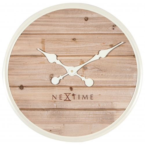 Ceas de perete NeXtime Plank 50cm white NeXtime pret redus imagine 2022