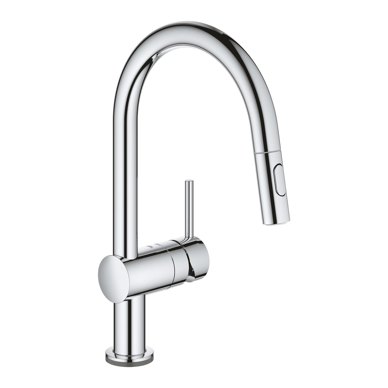 Baterie bucatarie Grohe Minta Touch Electronic cu dus extractibil dual spray pipa C crom baterie