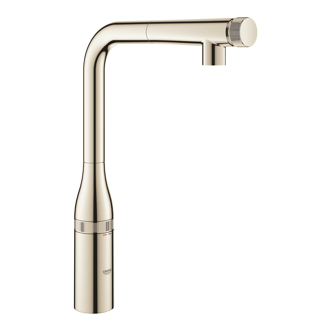 Baterie bucatarie Grohe Essence SmartControl cu dus extractibil pipa L polished nickel