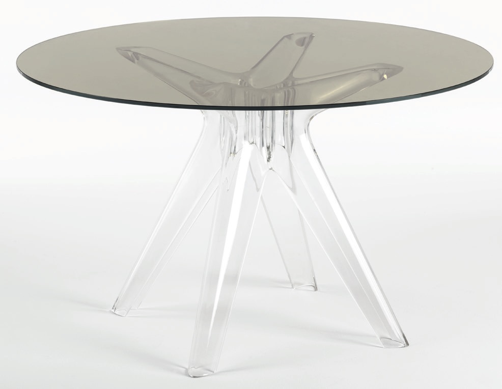 Masa Kartell Sir Gio design Philippe Starck diametru 120cm fumuriu transparent