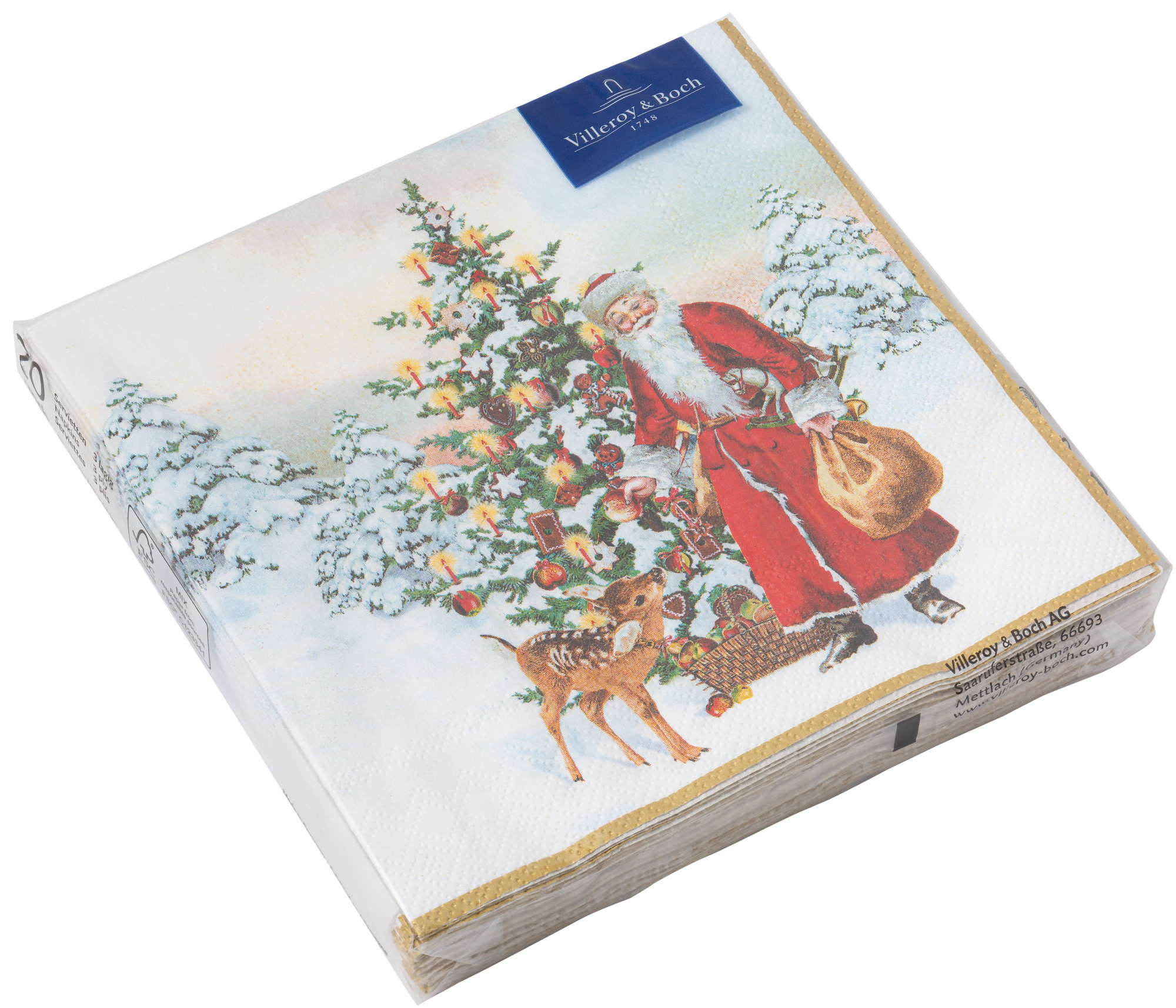 Set servetele hartie Villeroy & Boch Winter Specials C-Napkin Santa with Fir Tree 25x25cm sensodays pret redus imagine 2022