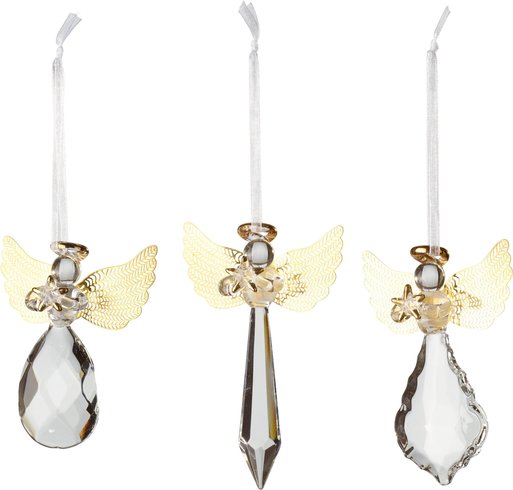 Set 3 decoratiuni brad Villeroy & Boch Winter Collage Accessoires Glass Angel Gold 21×11 5cm