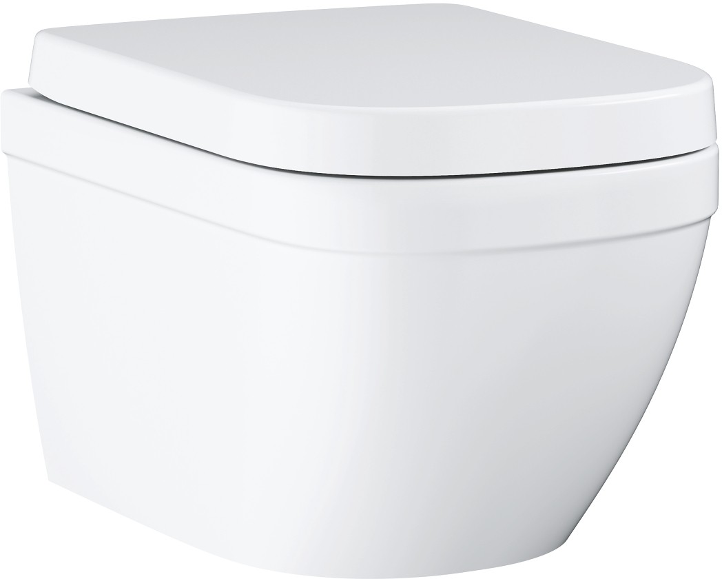 Set vas wc suspendat Grohe Euro Ceramic Rimless si capac cu inchidere lenta alb Grohe pret redus imagine 2022