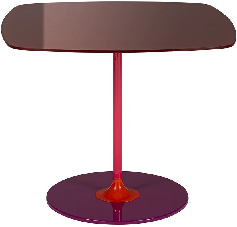 Masuta Kartell Thierry design Piero Lissoni 50x50x40cm baza metal blat sticla burgundy Living & Dining
