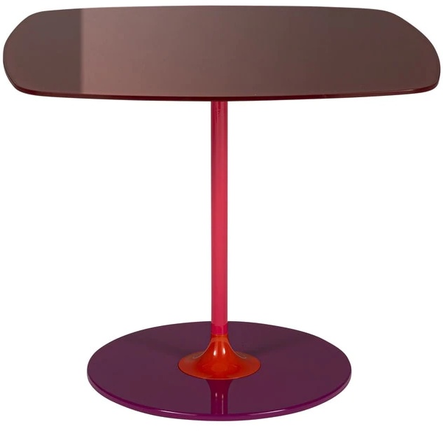 Masuta Kartell Thierry design Piero Lissoni 45x45x45cm baza metal blat sticla burgundy Living & Dining