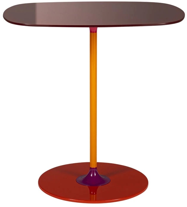 Masuta Kartell Thierry design Piero Lissoni 33x50x50cm baza metal blat sticla burgundy Living & Dining