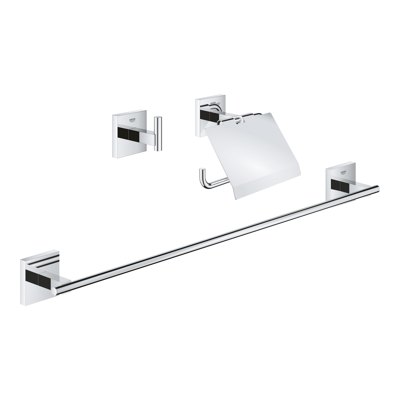 Set accesorii Grohe Start Cube Guest 3-in-1 crom Grohe imagine reduss.ro 2022
