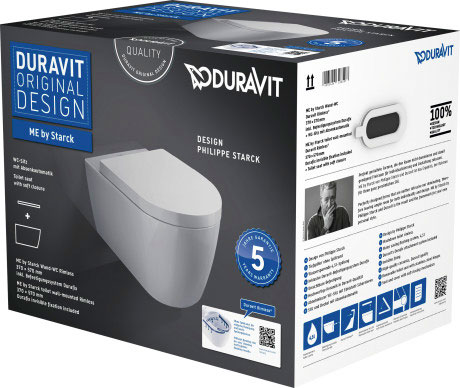 Set vas WC suspendat Duravit ME by Starck Rimless 57x37cm cu capac inchidere lenta Duravit imagine bricosteel.ro