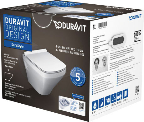 Set vas WC suspendat Duravit Durastyle Rimless Compact si capac inchidere lenta Duravit