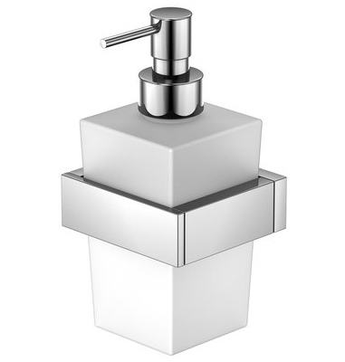 Dispenser sapun lichid cu suport de perete Steinberg seria 460 crom/sticla alb satinat sensodays.ro