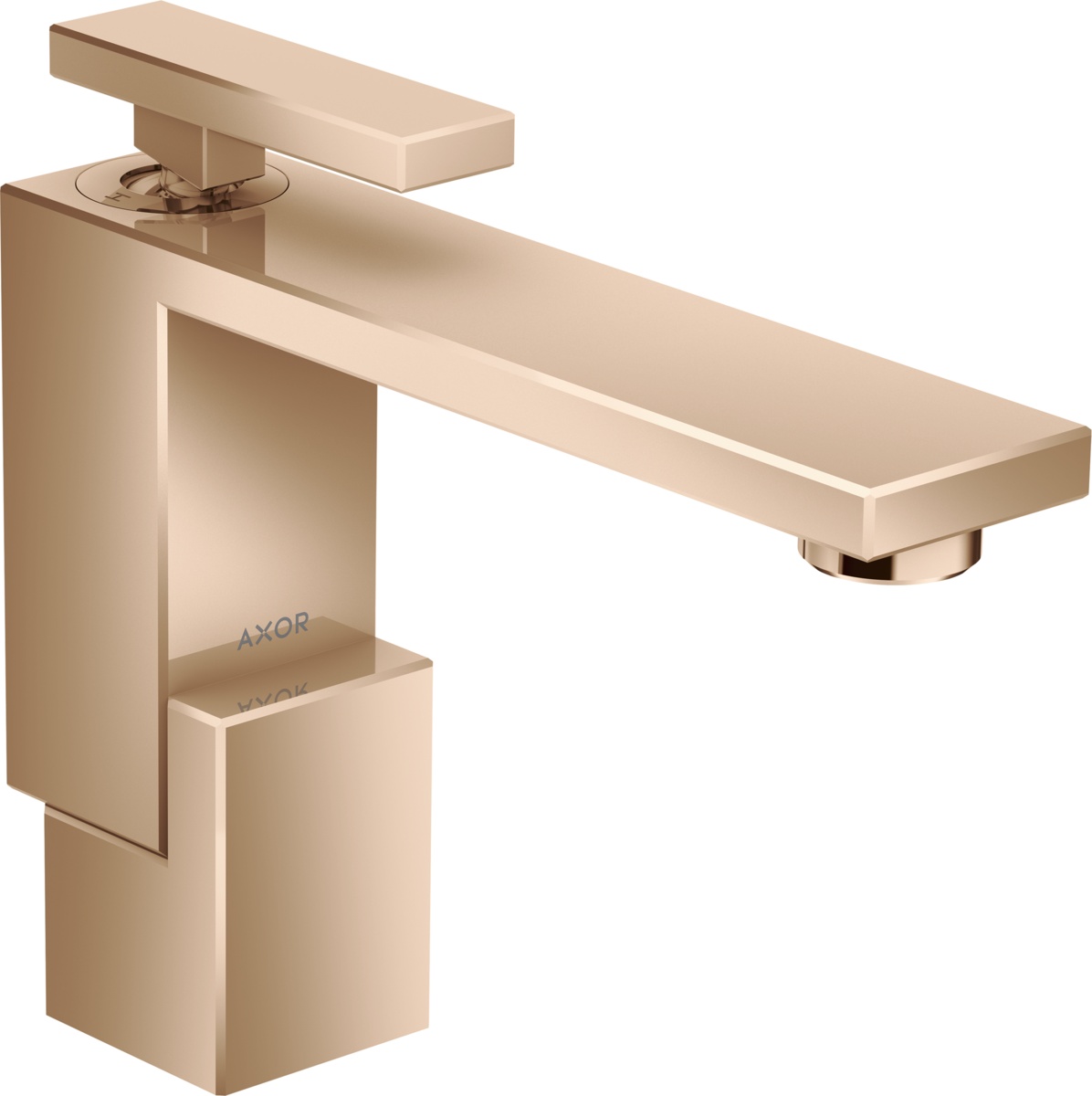 Baterie lavoar Hansgrohe Axor Edge 130 ventil push-open red gold lustruit Hansgrohe Axor