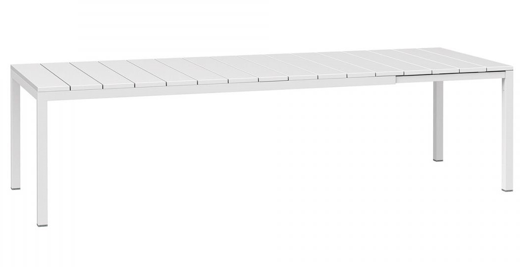 Masa exterior Nardi Rio 210 extensibile max 280x100cm baza aluminiu alb 210
