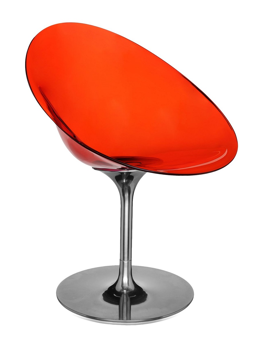 Scaun rotativ Kartell Ero/S/ design Philippe Stark portocaliu transparent Kartell