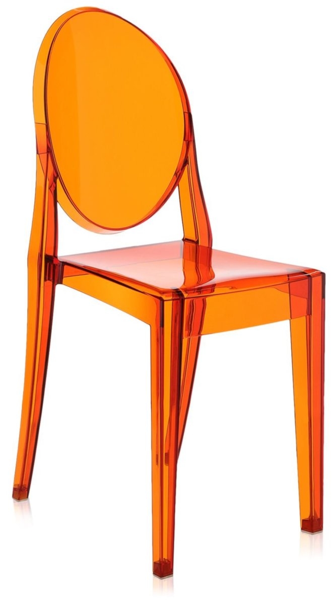 Scaun Kartell Victoria Ghost design Philippe Starck portocaliu transparent Kartell