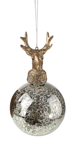 Decoratiune brad Deko Senso Deer sticla 15cm argintiu