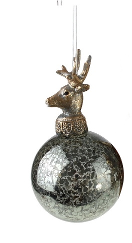 Decoratiune brad Deko Senso Deer sticla 15cm gri